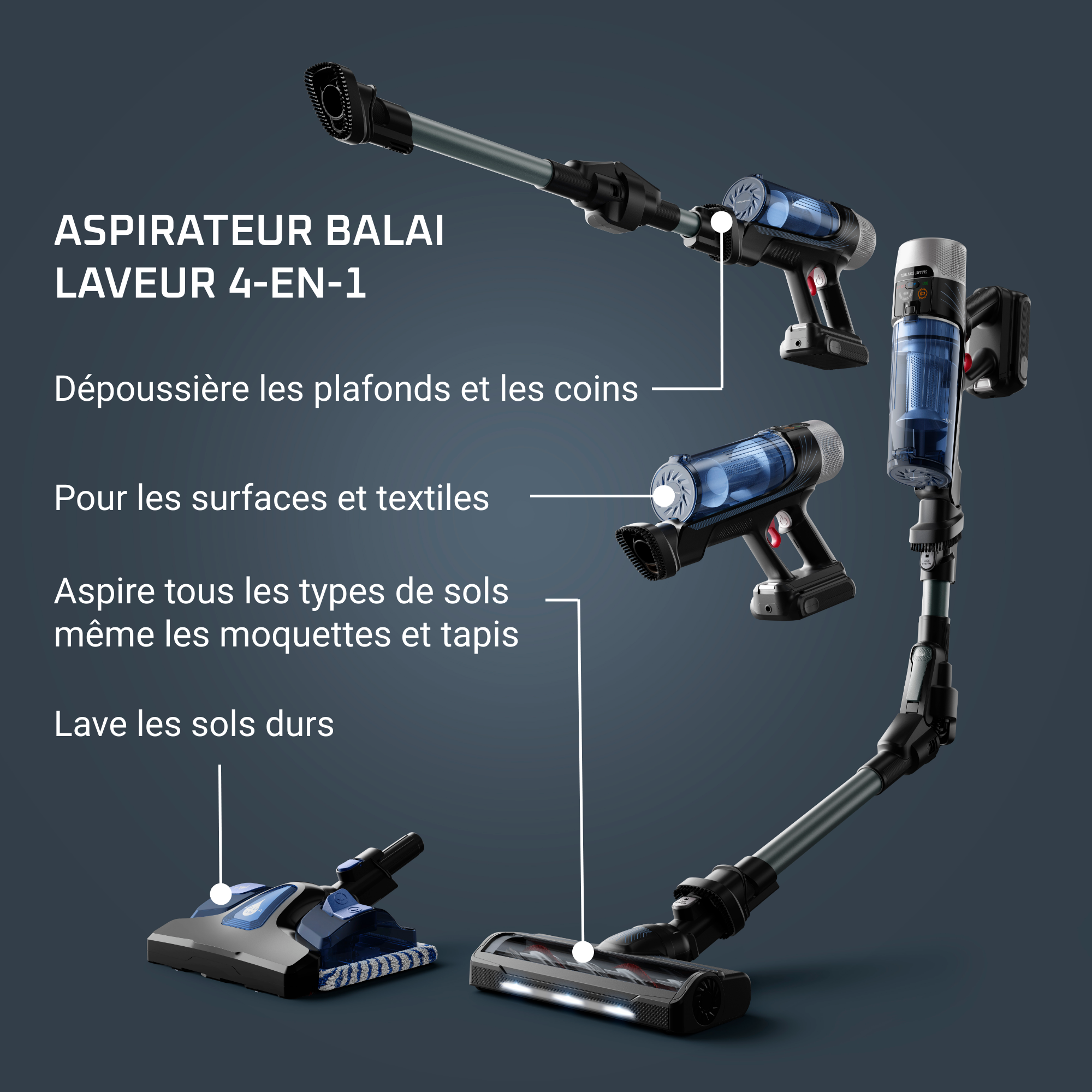X-Force FleX 9.60, Aspirateur balai laveur sans fil, Multifonction, Modèle Aqua