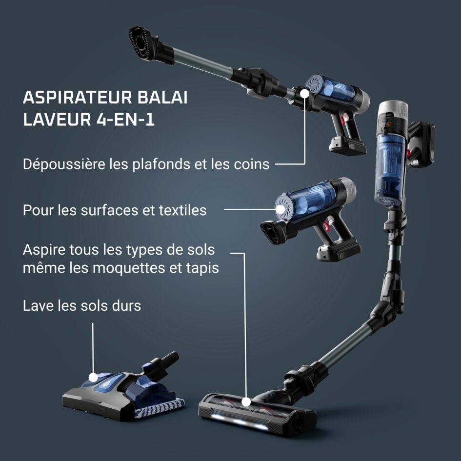 X-Force Flex 9.60, Aspirateur balai laveur sans fil, Multifonction, Modèle Aqua