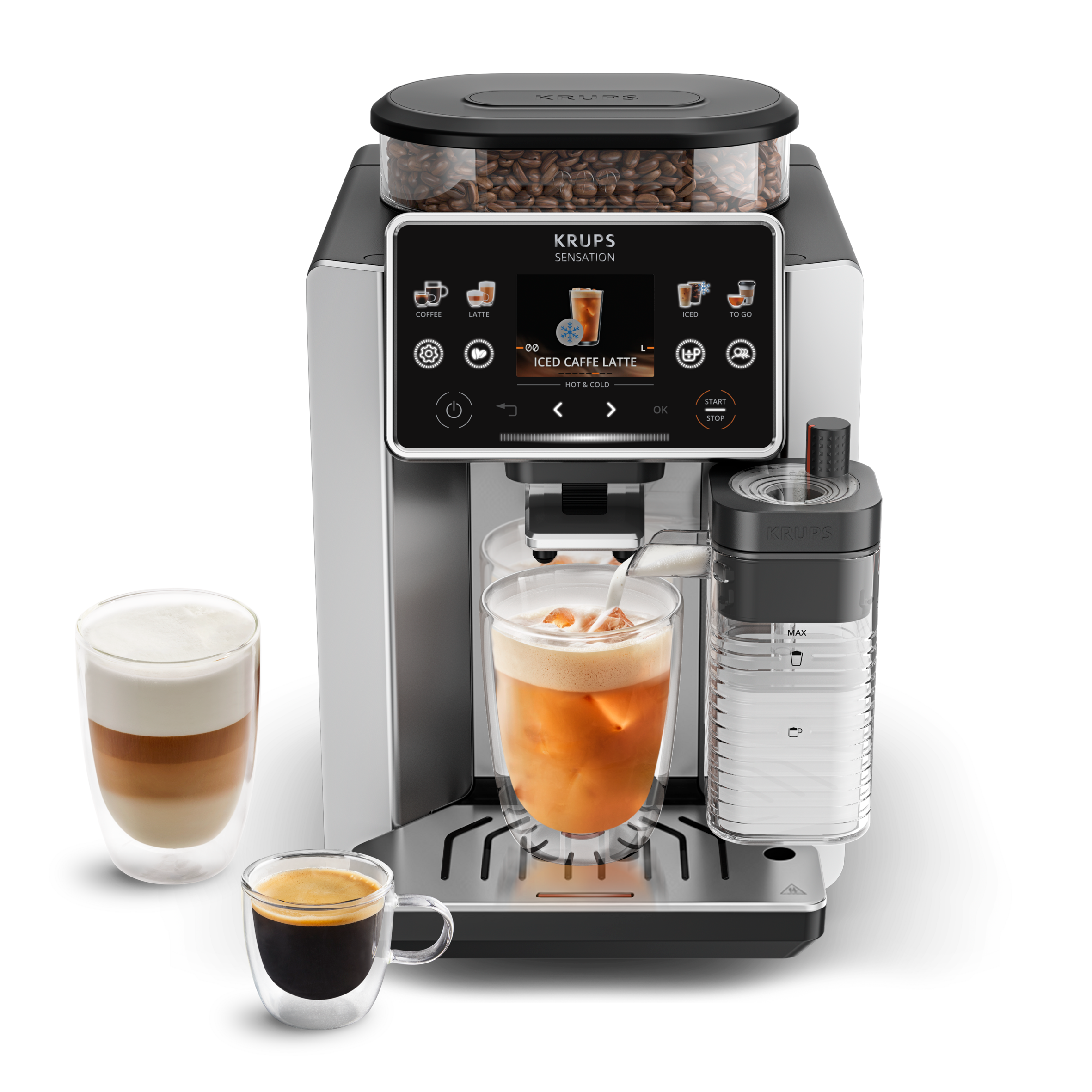 Sensation Elite, Machine expresso automatique, 30 recettes chaudes et froides, KRUPS