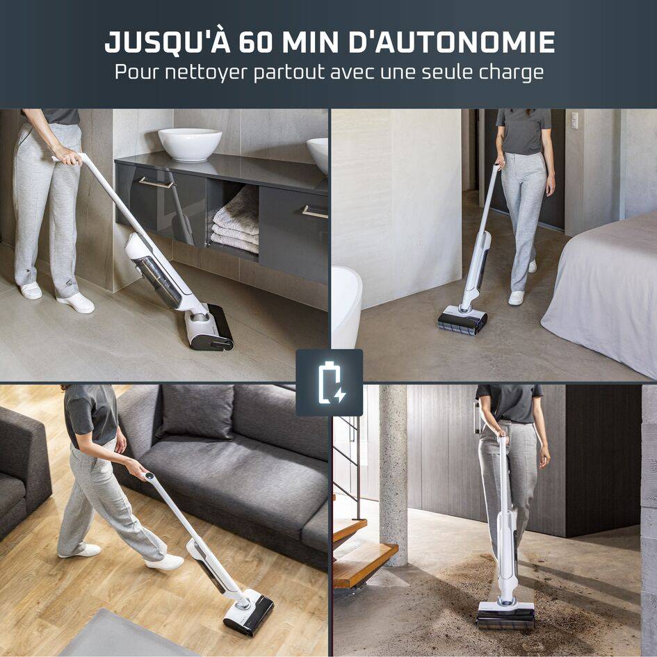X-Clean 10, Aspirateur laveur sans fil, Longue autonomie, Nettoyage et séchage automatique