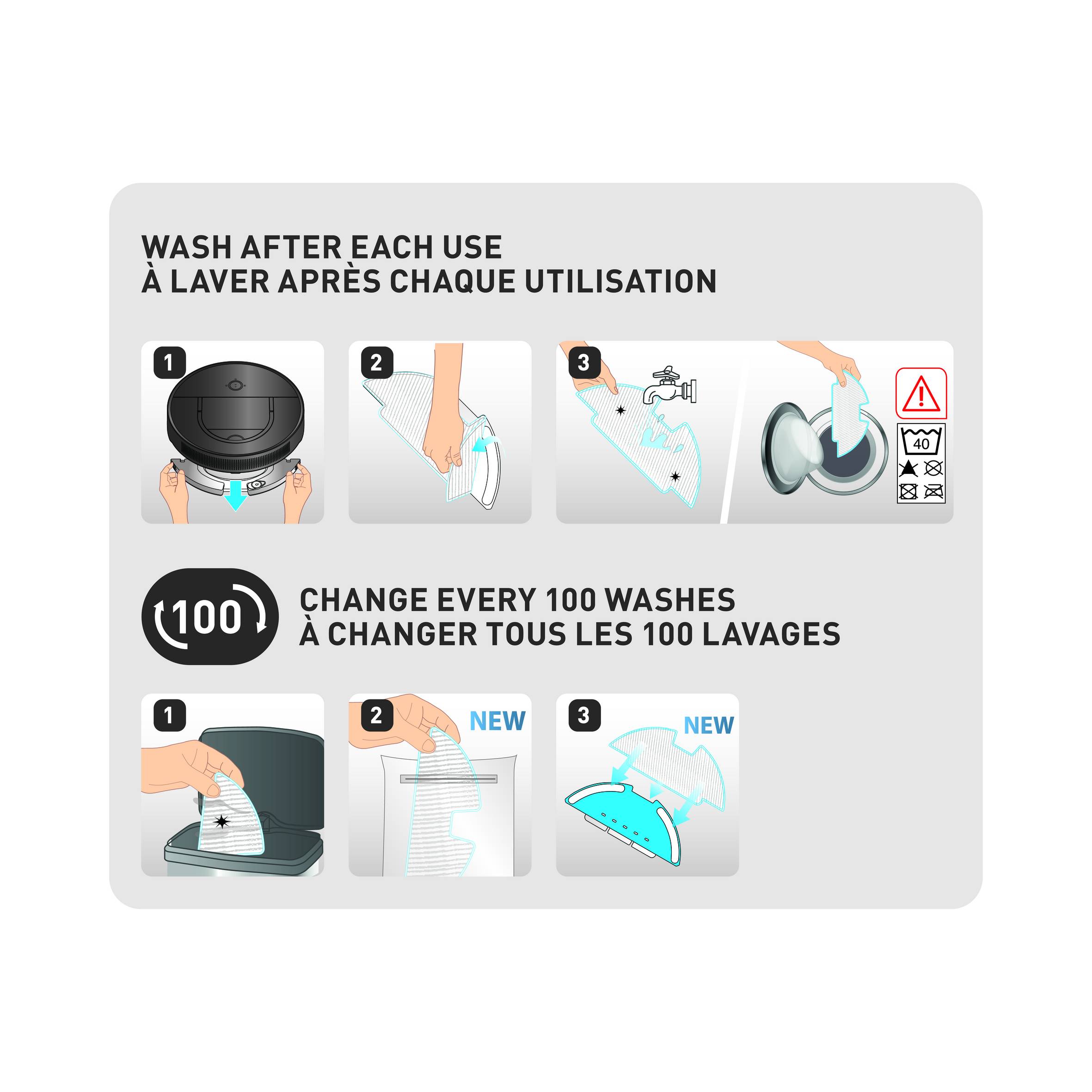 Kit de 3 lingettes aspirateur robot ZR130001