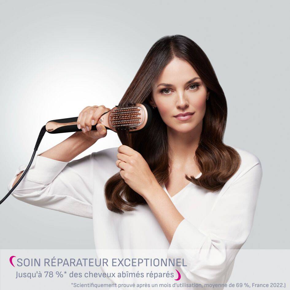 Hair Therapist™, Brosse Réparatrice Vapeur, Soin des Cheveux, Douceur et Brillance, Calor