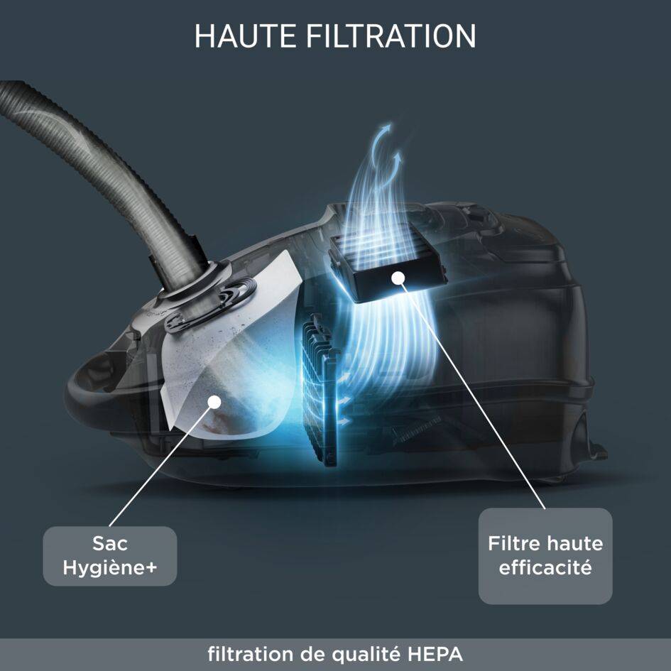 Silence Force Effitech®, Aspirateur avec sac, 400W, 57 dB(A), Fabriqué en France