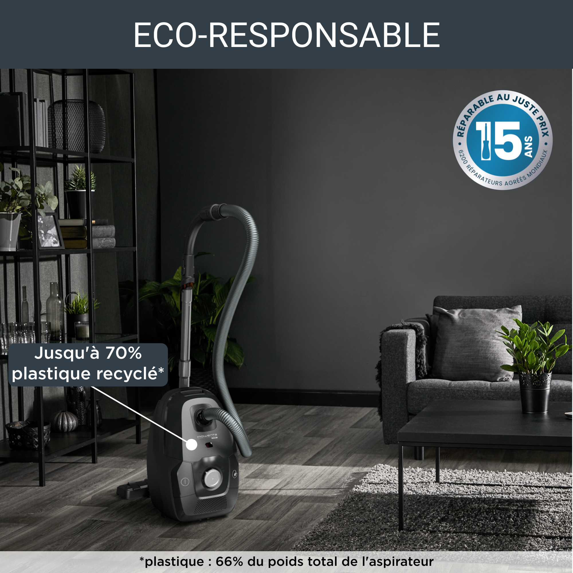 Green Force Max Silence, Aspirateur avec sac, 65&nbsp;dB(A), 900W, Eco-Conçu