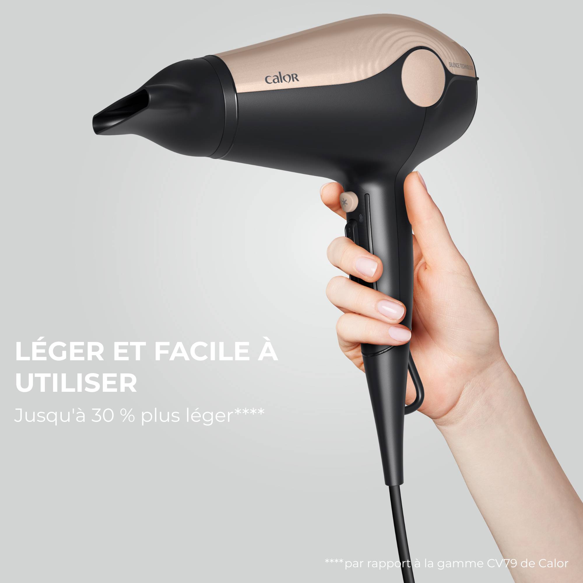 Ultra Silence, Sèche-cheveux, 2 100 Effiwatts, Niveau Sonore Bas, Calor