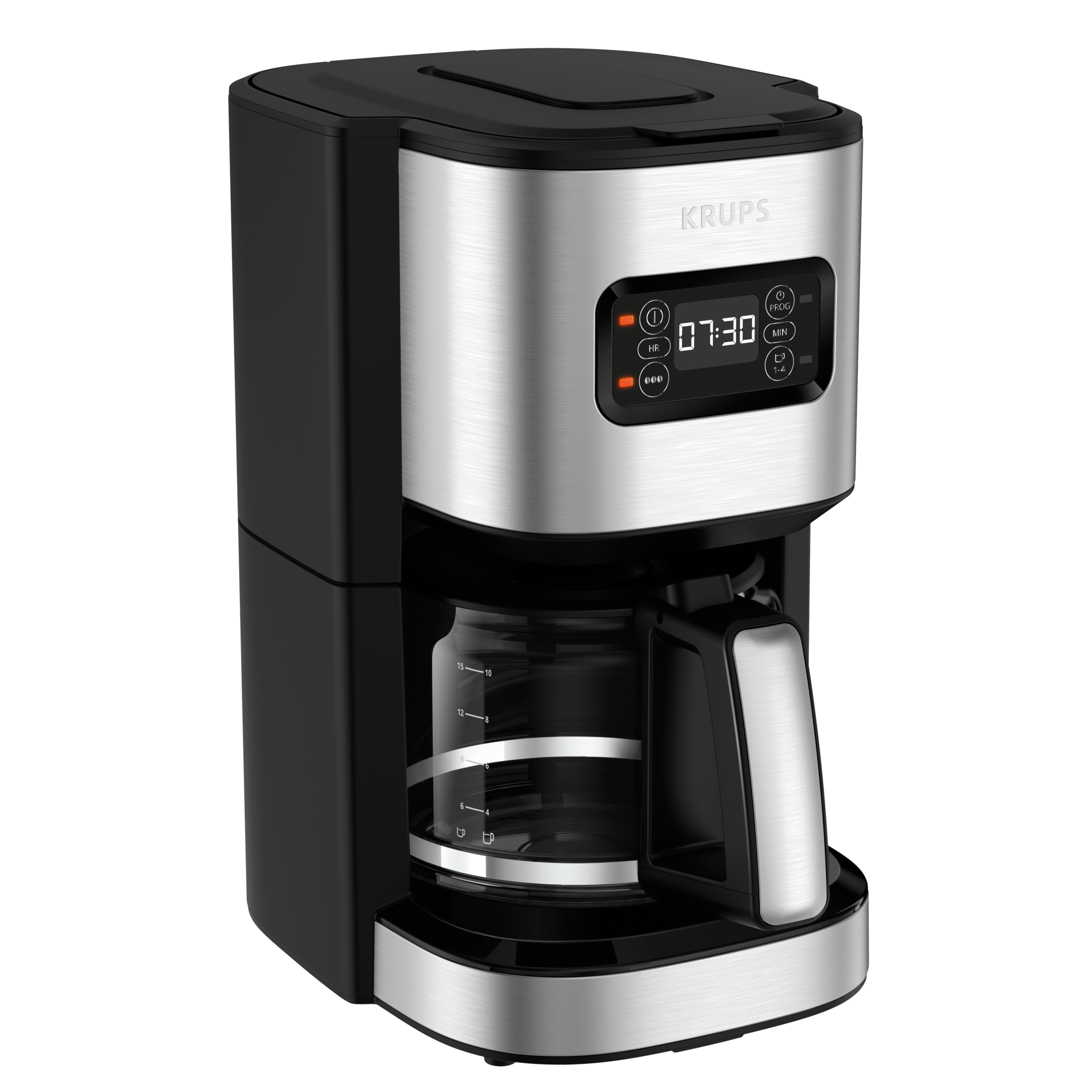 Cafetière filtre Excellence programmable 24 h, Inox, 1,25L, Sélecteur d'intensité