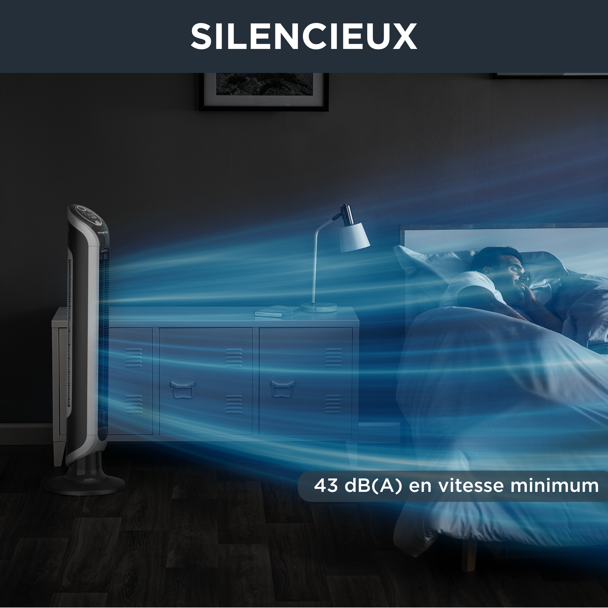 Eole Infinite, Ventilateur colonne, 3 vitesses, silencieux 43dB, télécommande