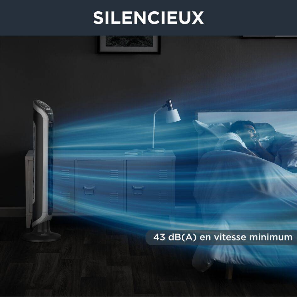 Eole Infinite, Ventilateur colonne, 3 vitesses, silencieux 43dB, télécommande