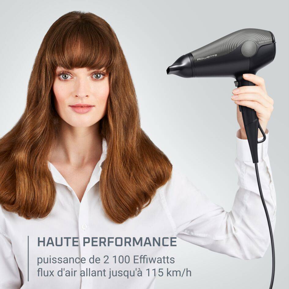 Sèche-cheveux Ultra Silence, silencieux, 2100 Effiwatts, séchage rapide