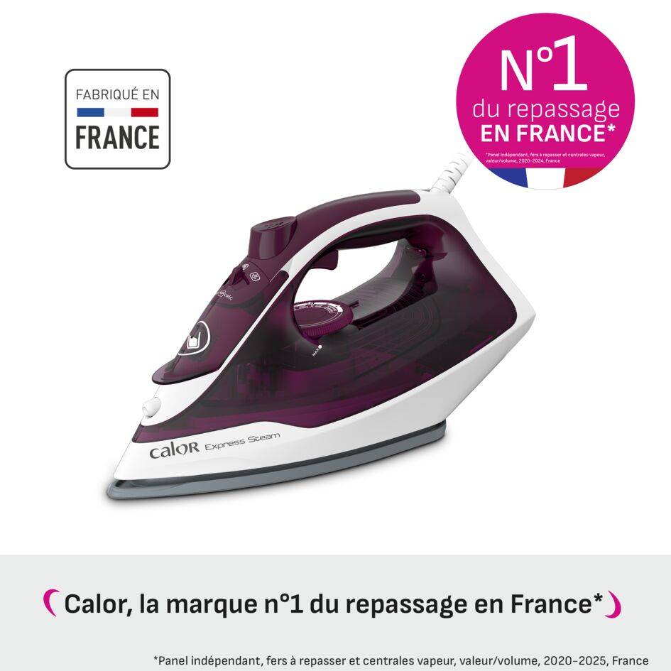 Express Steam, Fer à Repasser Vapeur, 35&nbsp;g/min, Pressing 160&nbsp;g/min, Calor