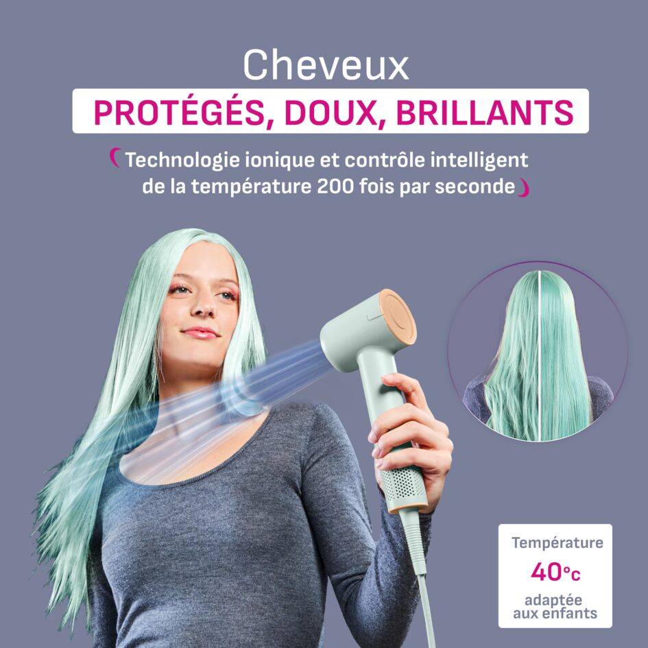 Blumia, Sèche-cheveux, Moteur digital, Séchage rapide, Léger, Compact, Calor