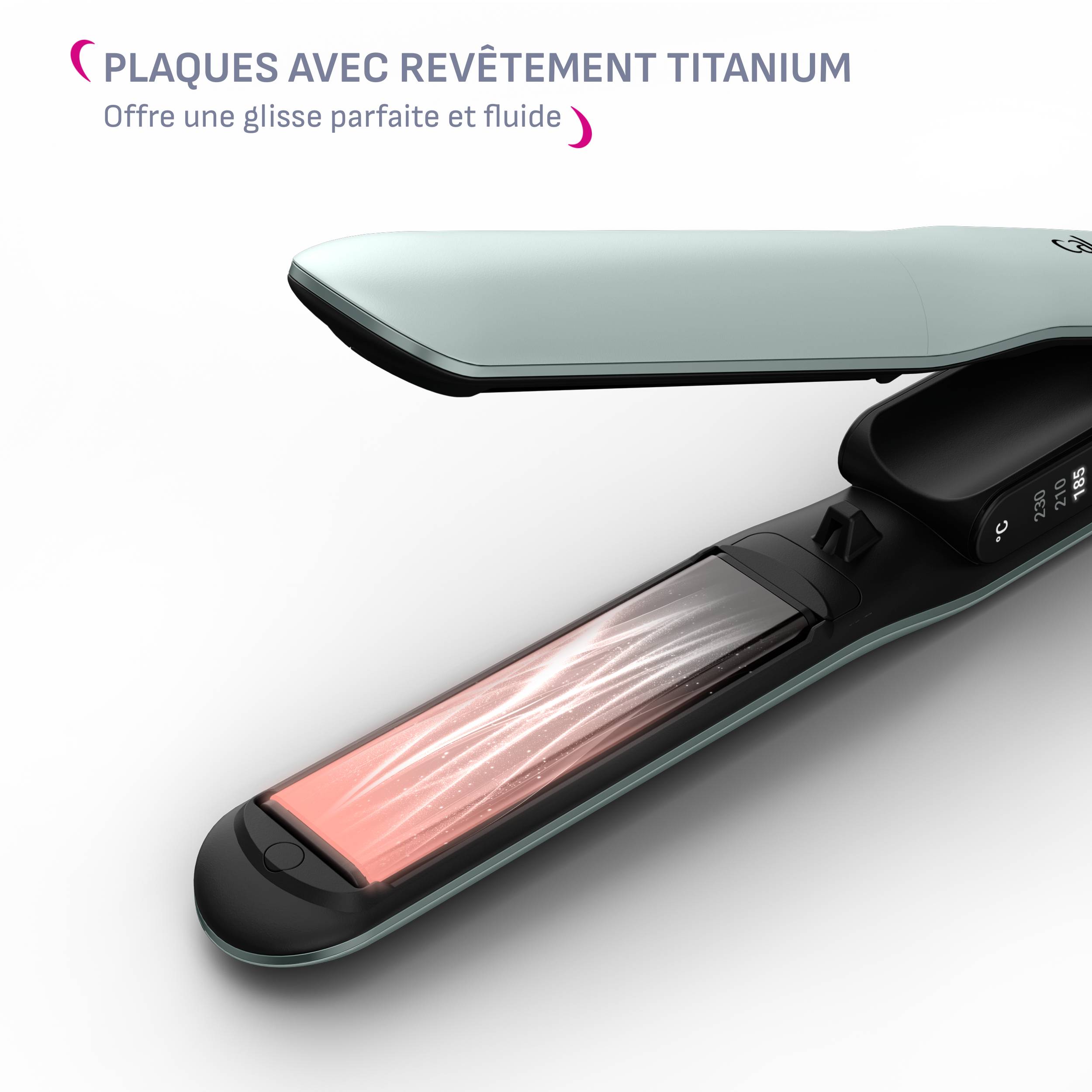 Thermoglide, Lisseur, Lissage et boucles, Glisse parfaite, Brillance, Calor