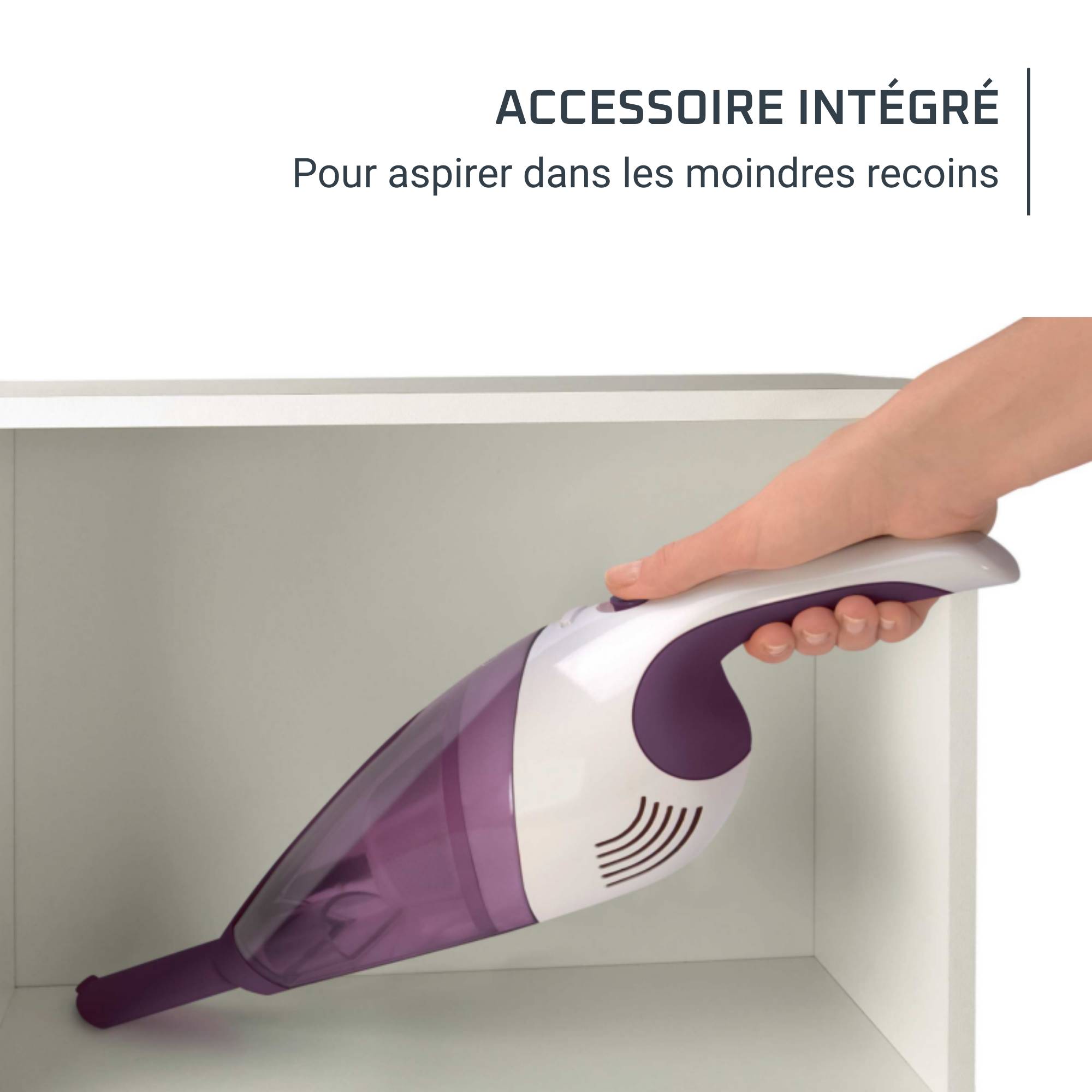Extenso Aspirateur à main, Sans fil, Léger, Simple d'utilisation, Embout télescopique