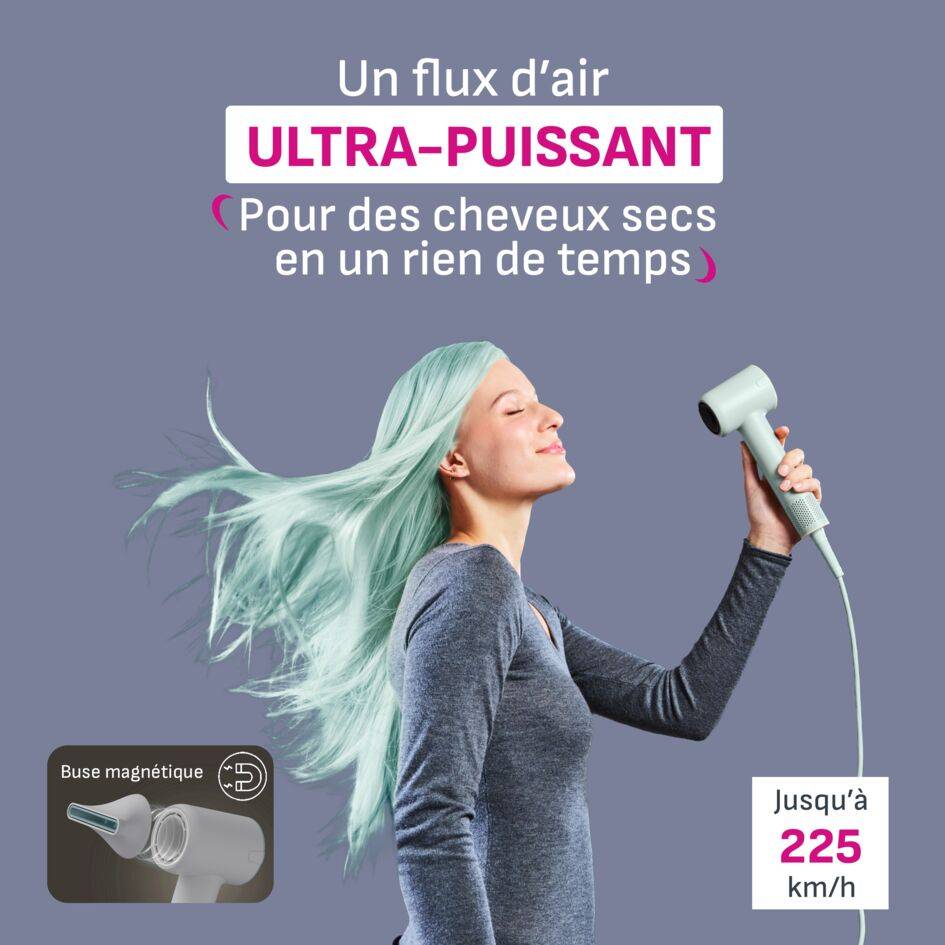 Blumia, Sèche-cheveux, Moteur digital, Séchage rapide, Léger, Compact, Calor