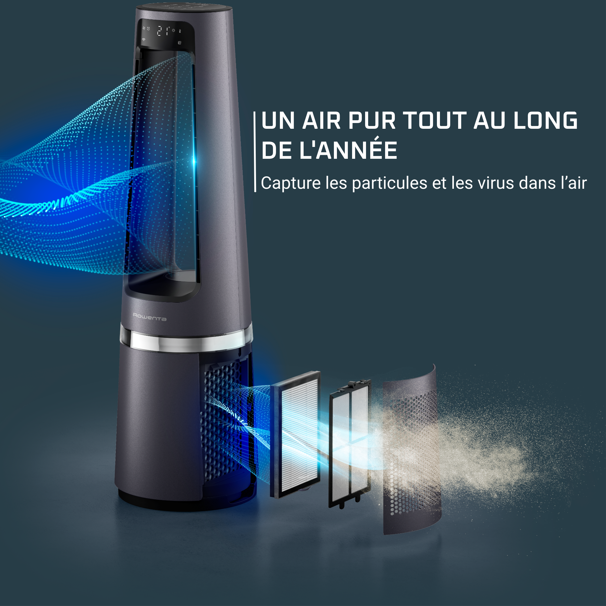 Eclipse 3-en-1 Connect, Purificateur Chauffage Ventilateur, Puissant, 32dB
