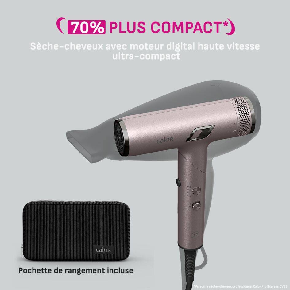 Calor Nano Fold, Sèche-cheveux pliable, Compact, Léger, Ultra puissant