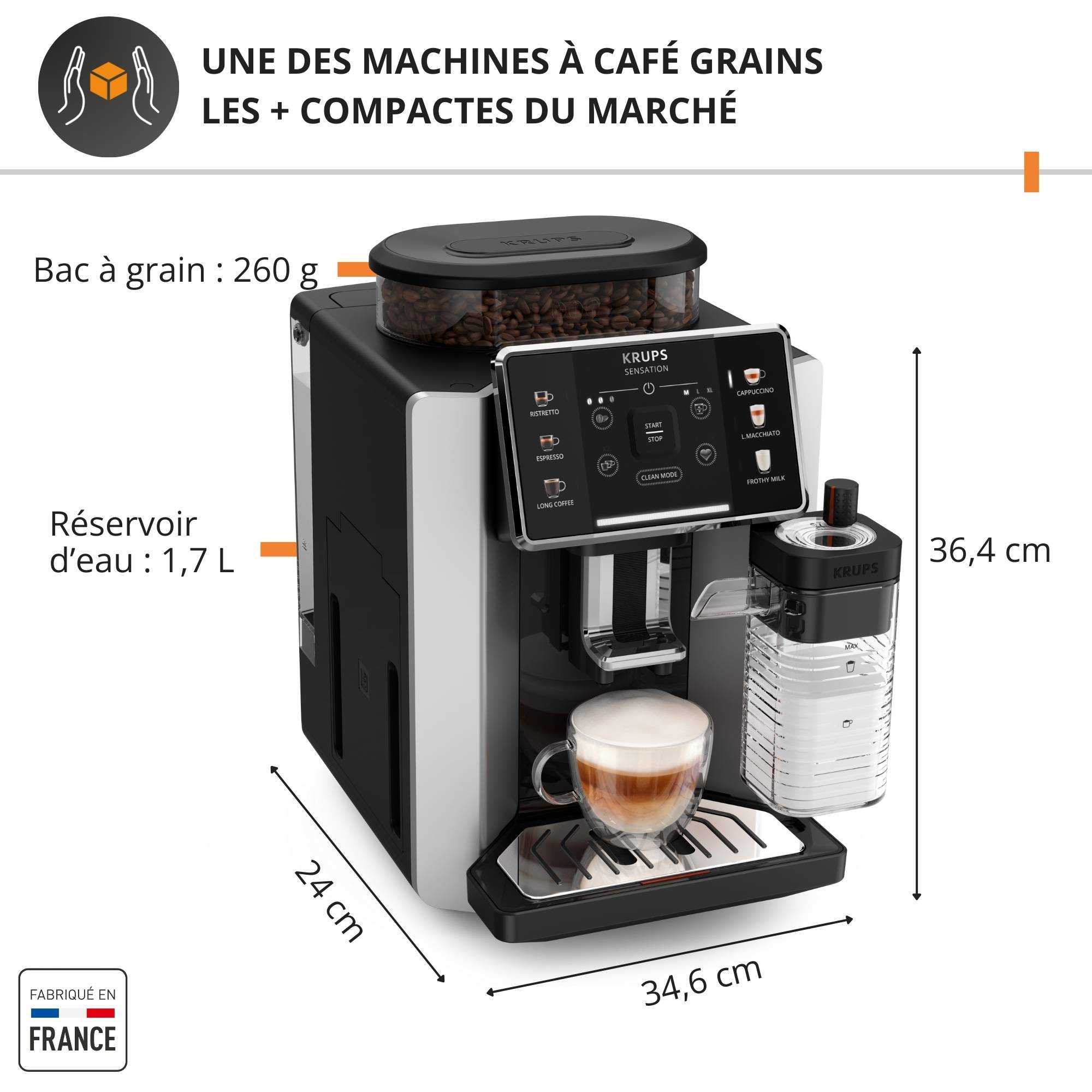 Machine à café grains Sensation Lait M85 GRIS + kit d'accessoires d'entretien