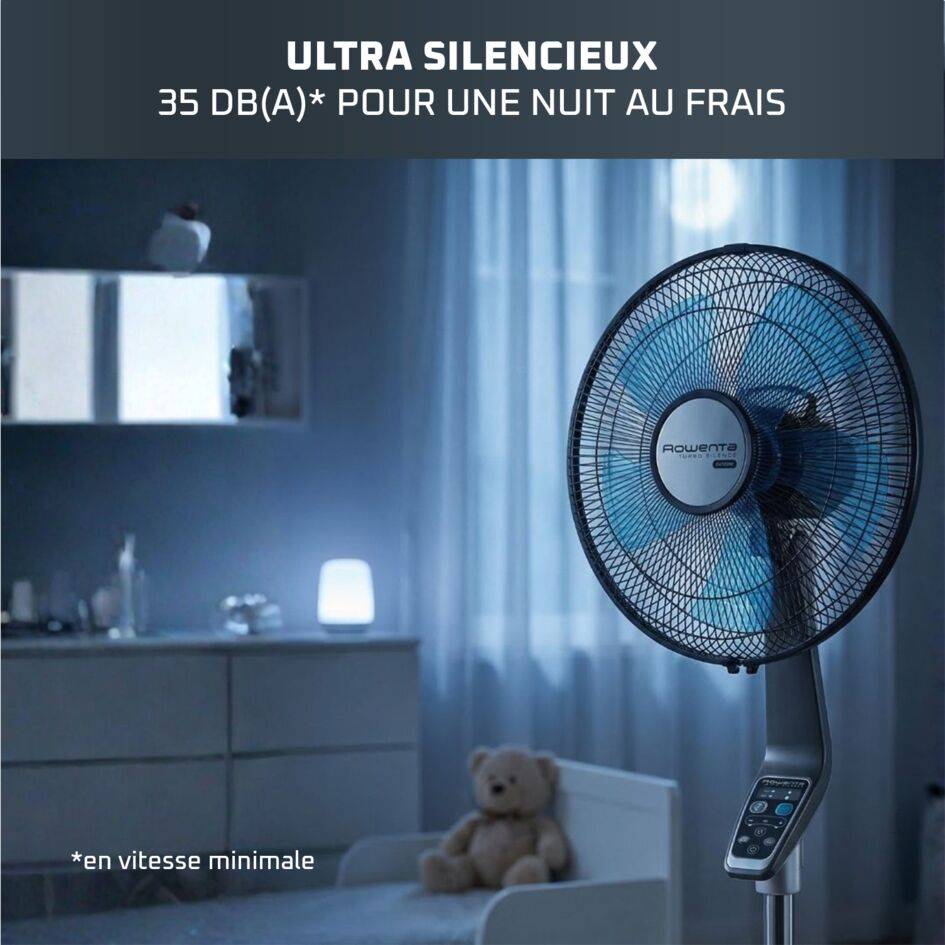 Turbo Silence Extrême, Ventilateur sur Pied, 72m3/min, 35dB, Télécommande