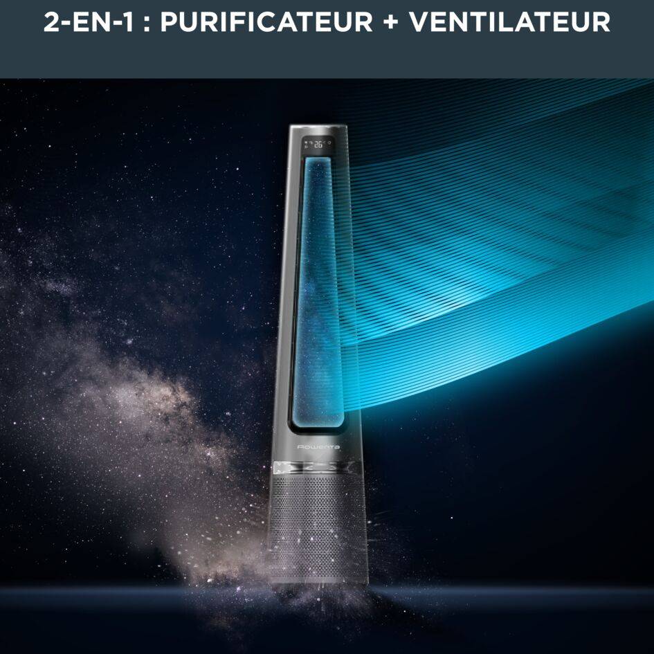 Eclipse 2-en-1, Purificateur Ventilateur, Filtration 99.95%, Silencieux 32dB