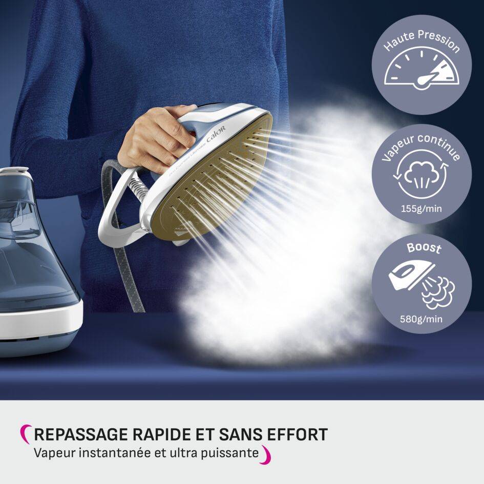 Calor Pro Express Ultimate II, Centrale Vapeur Haute Pression, 7,6 Bars, Débit vapeur 580 g/min, Sans réglage, Fabriqué en France, GV9710C0