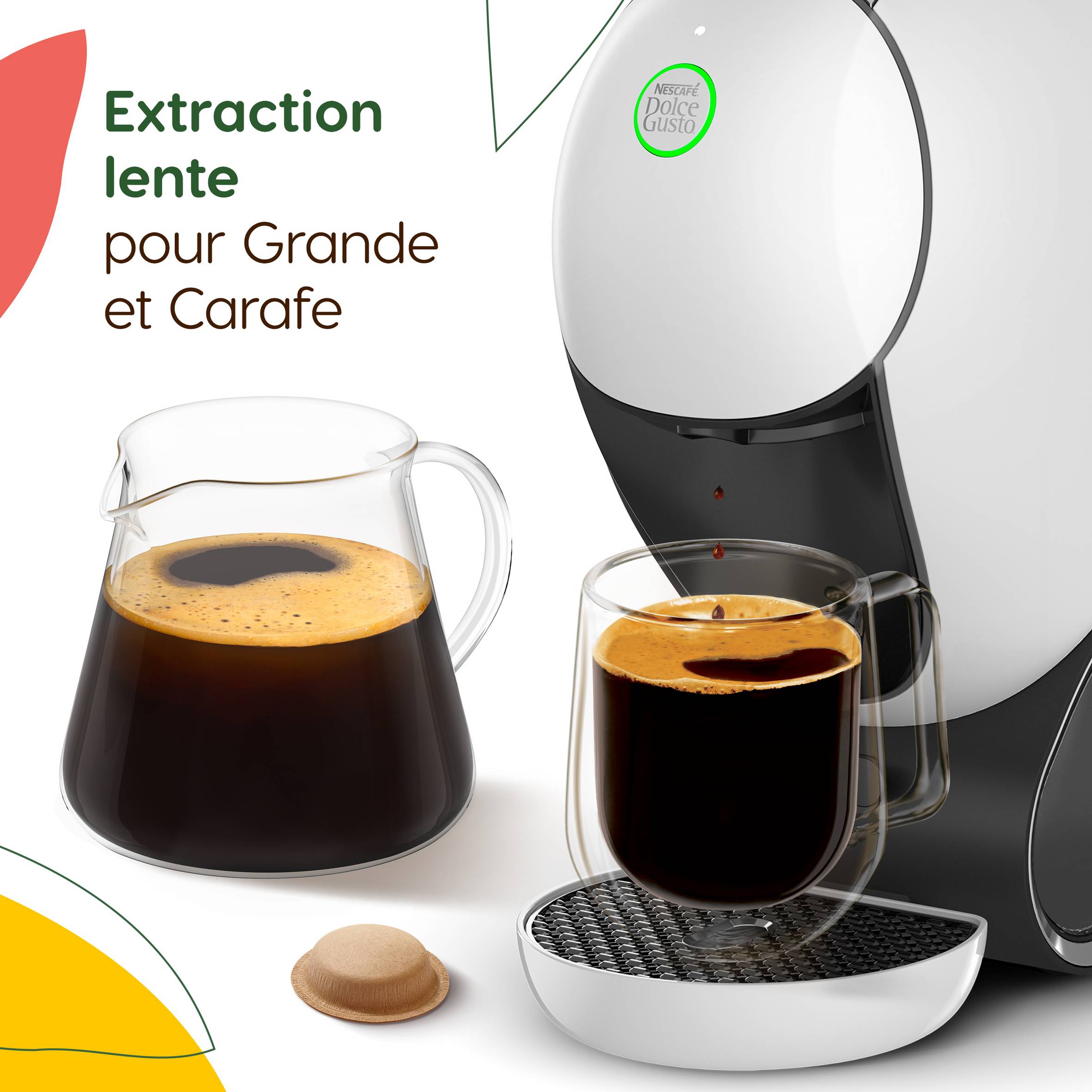 NESCAFE DOLCE GUSTO NEO CAFFE - Machine À Café KRUPS pour Dosettes Compostables - Technologie Brevetée SmartBrew 3-En-1 - Cafetière Connectée - Cafés noirs, KP830110