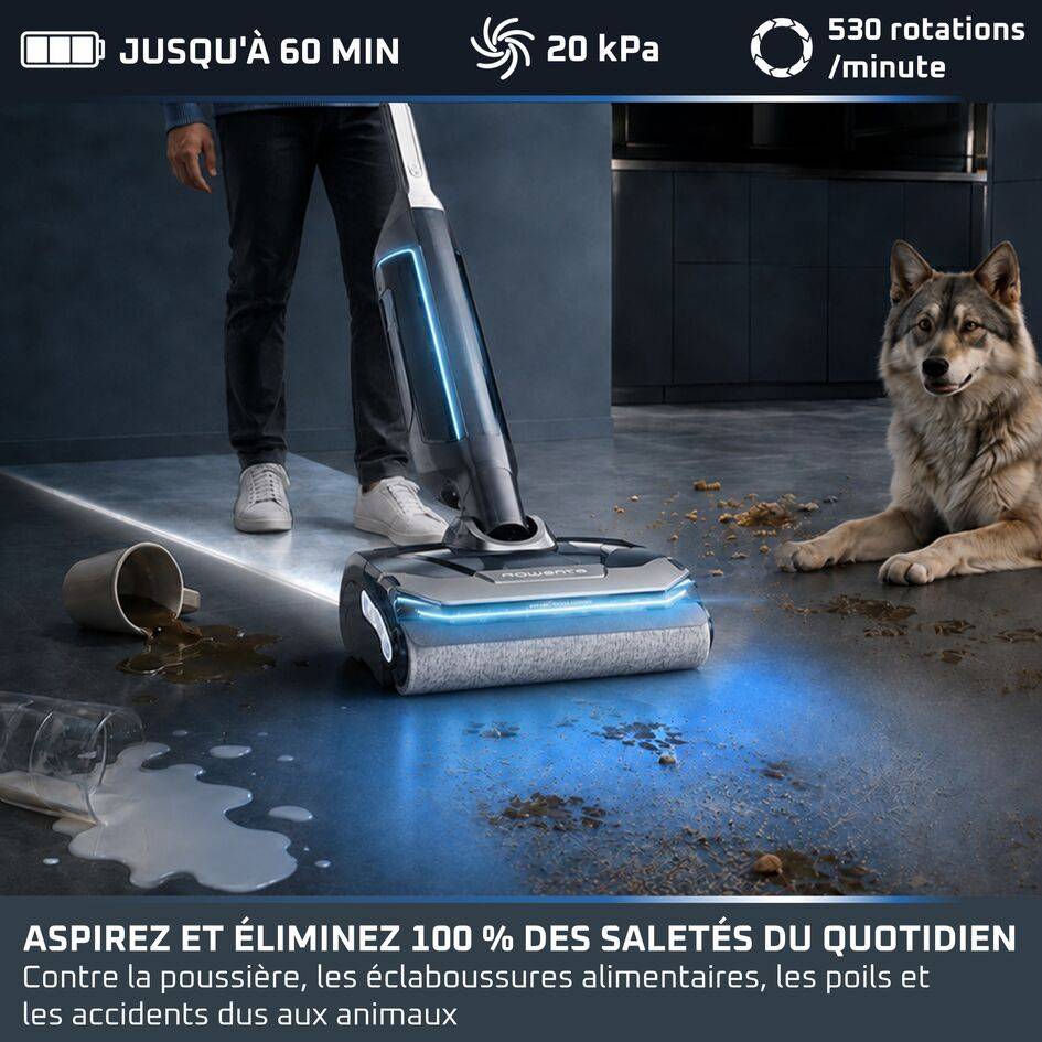 Vision Pro Clean X-Clean Vision Pro, Aspirateur laveur sans fil, 2 en 1, Nettoyage ...