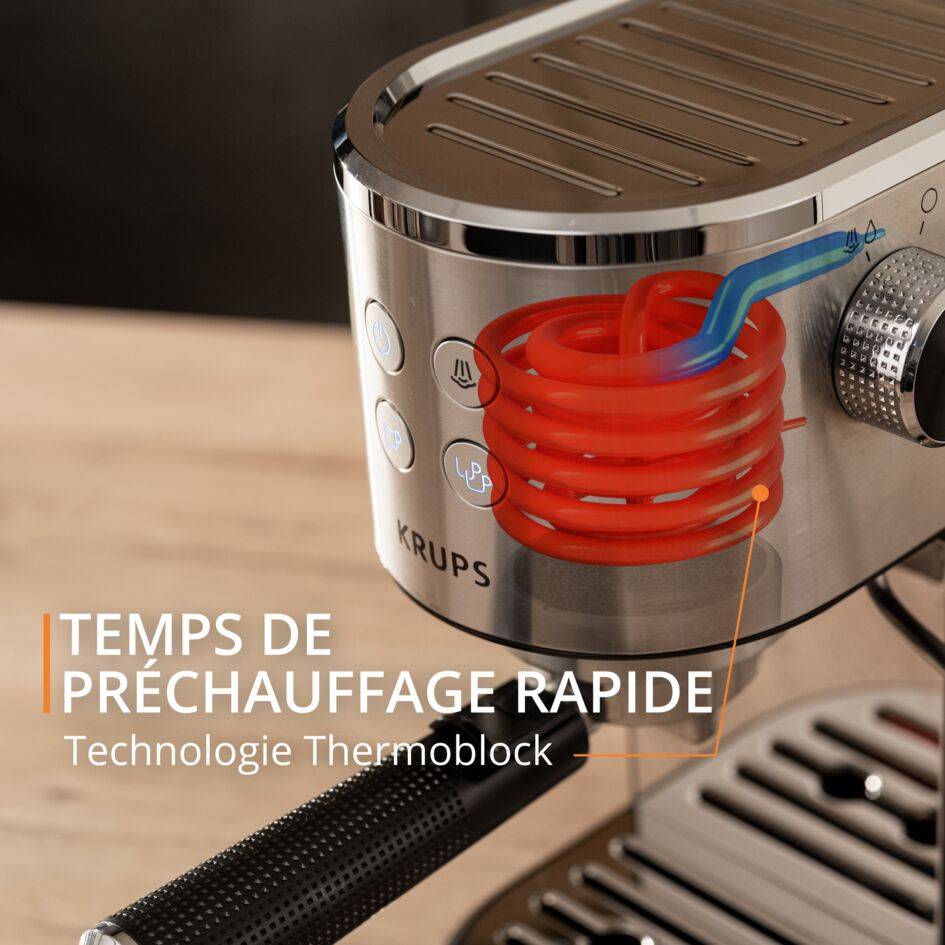 RECONDITIONNE KRUPS Cafetière expresso à pompe Virtuoso + inox 