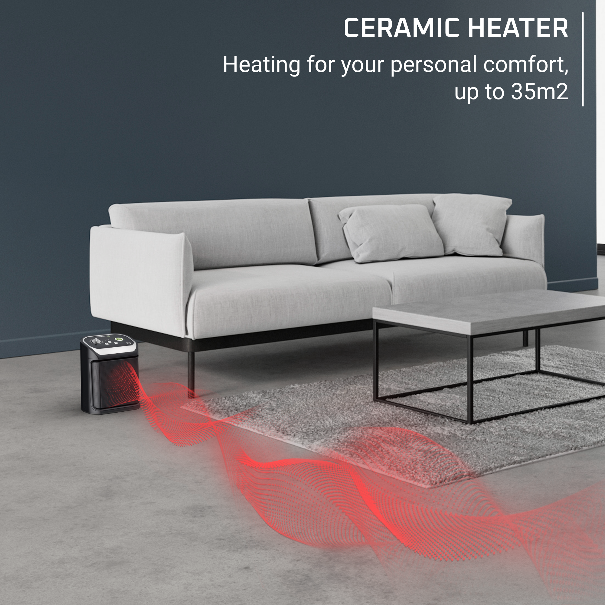 Mini Excel Eco Safe, Chauffage céramique, Mode ECO, 50dB, 1000W/2000W