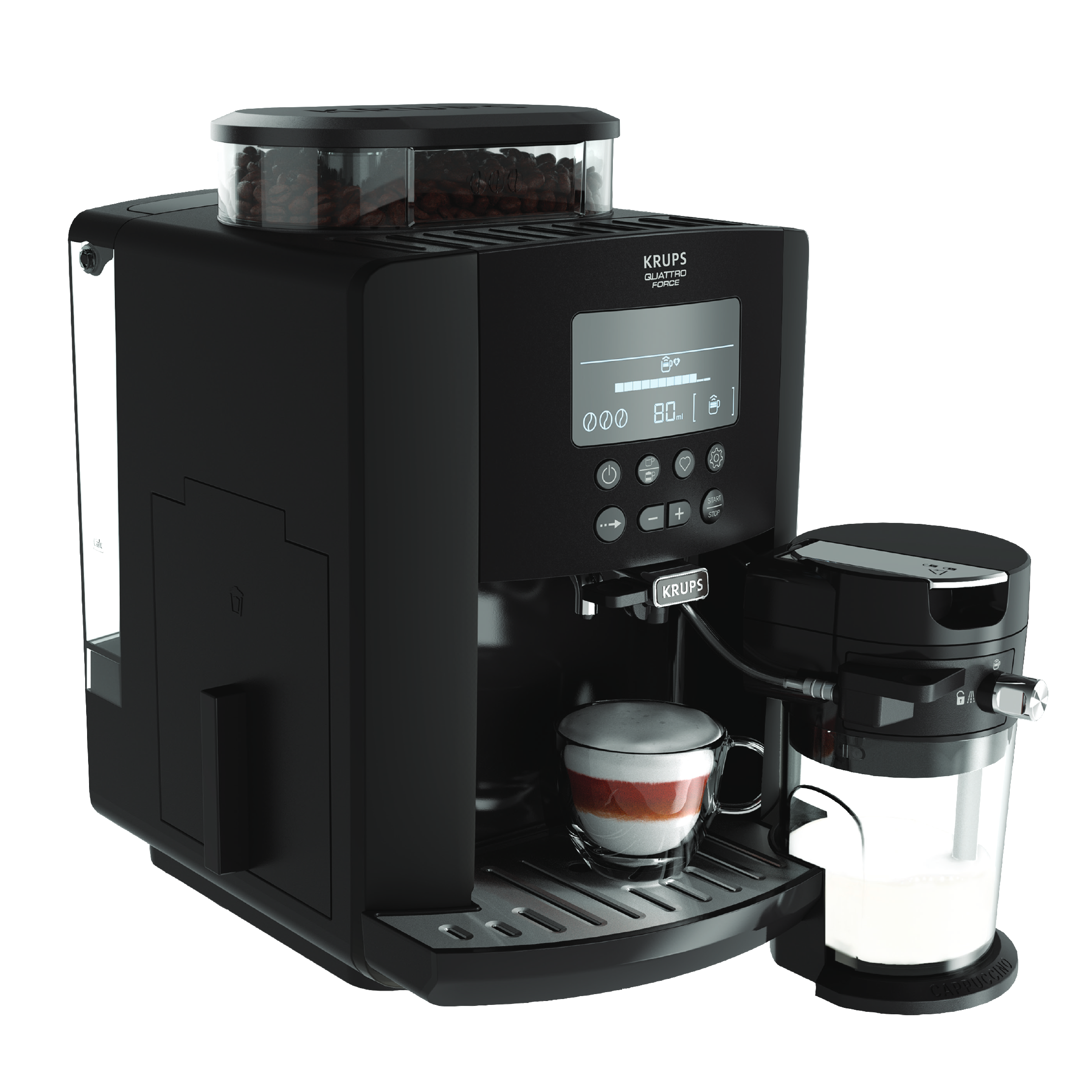 Arabica Latte, Machine à café à grain, 5 boissons, Ecran LCD, mousseur de lait