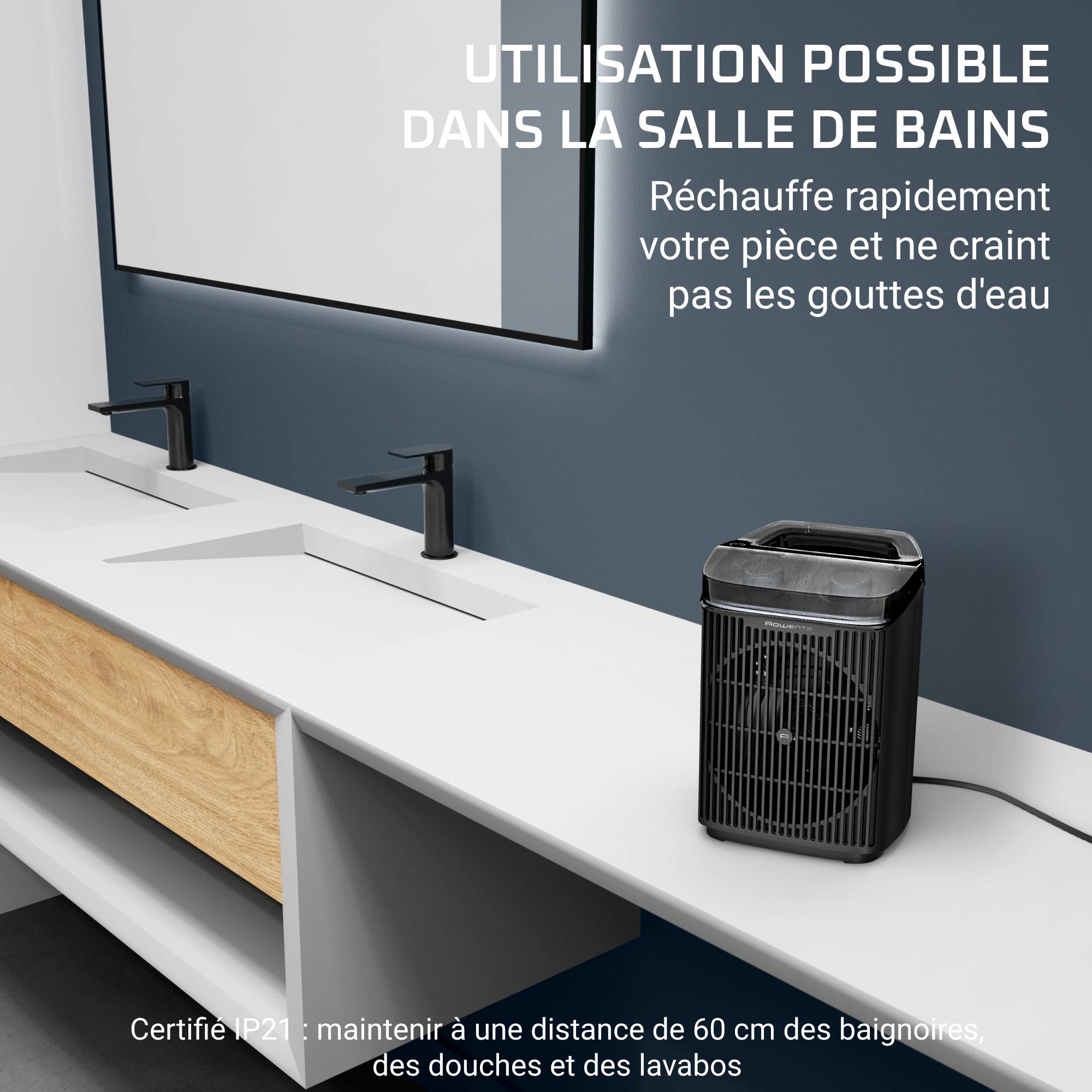 Intense Comfort Aqua, Radiateur d'appoint pour salle de bains, Silencieux, 2400&nbsp;W