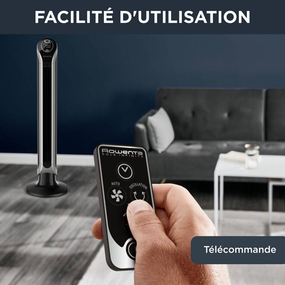 Eole Infinite, Ventilateur colonne, 3 vitesses, silencieux 43dB, télécommande