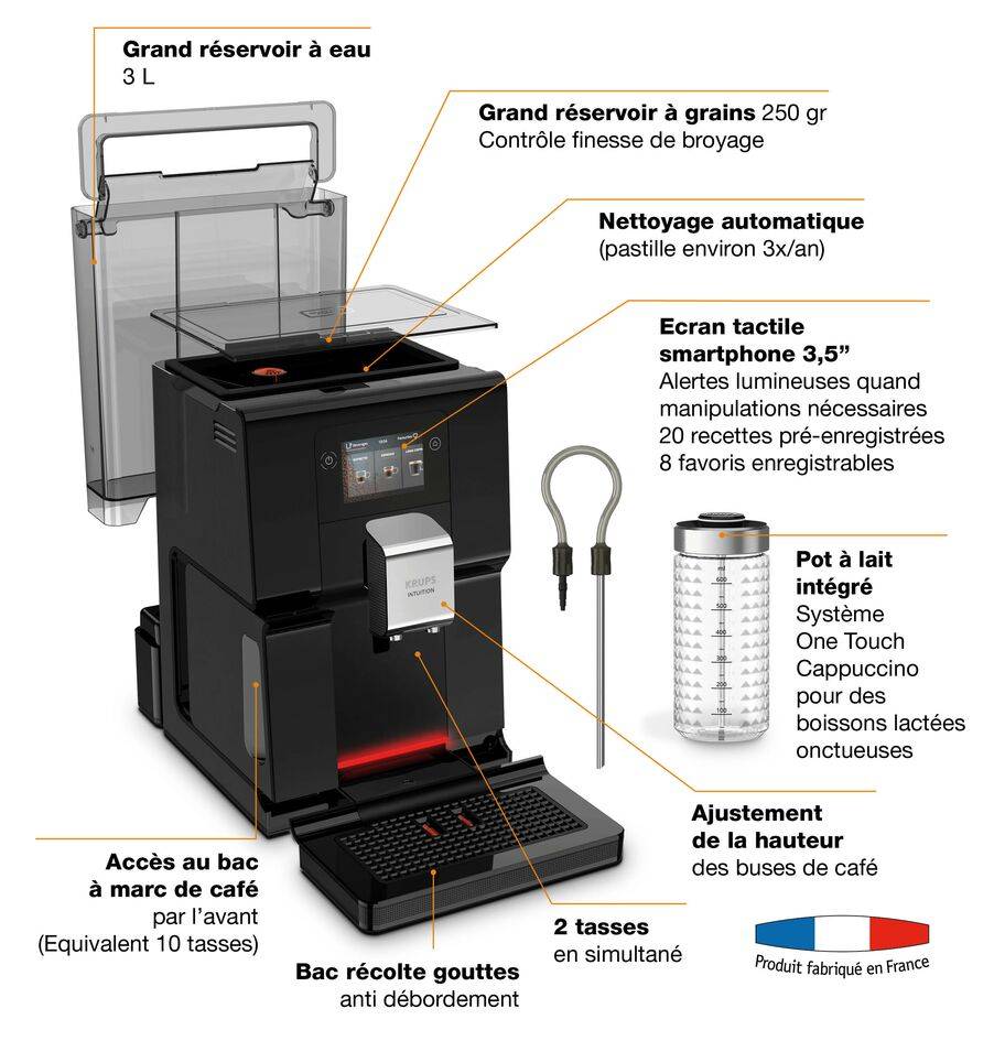 Intuition Préférence, Machine à café à grain, 11 boissons, Ecran tactile couleur