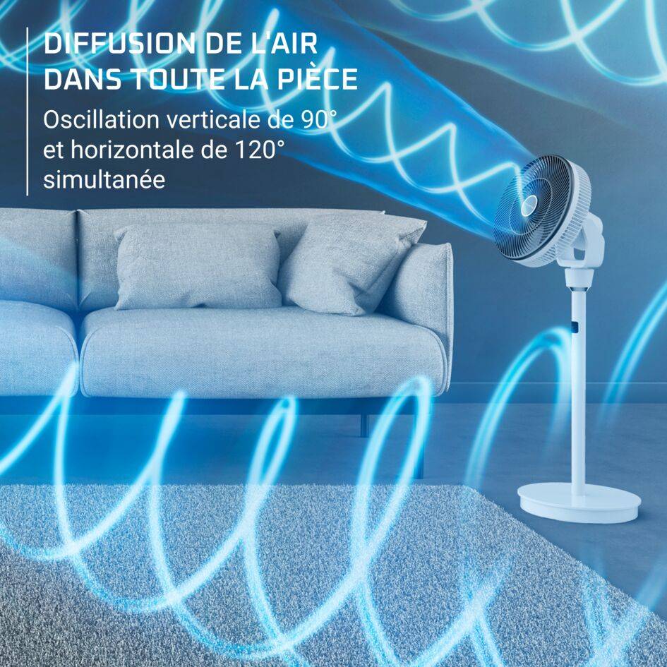 Turbo Swift Silence, Ventilateur sur pied, Rafraîchissement intense, Multi oscillation