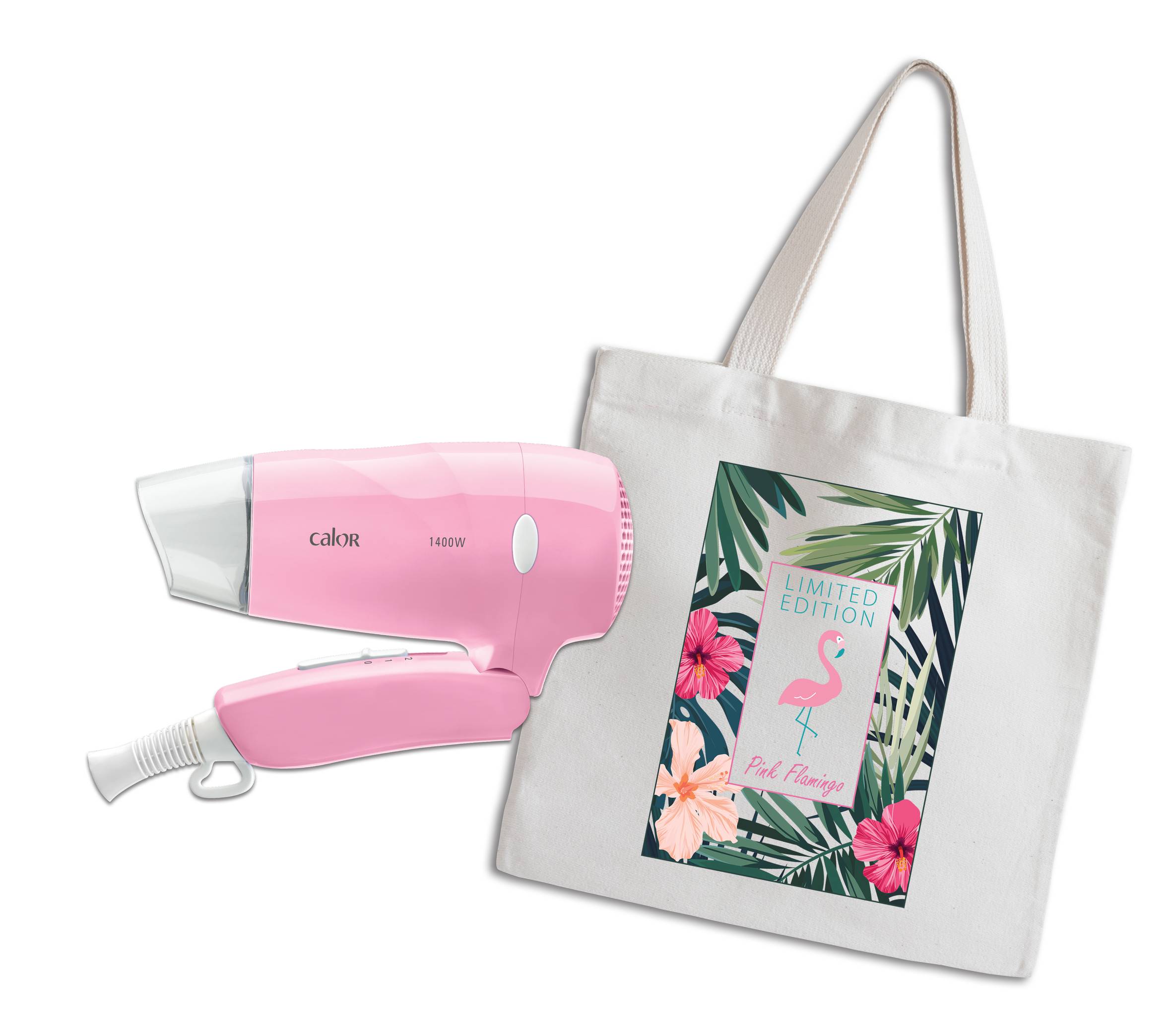 SECHE-CHEVEUX 1400 W + TOTE BAG Pocket Dry - Collection Pink Flamingo