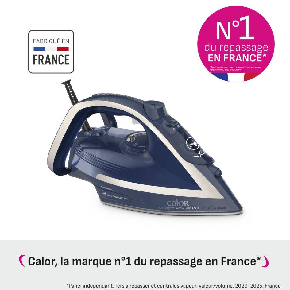 Ultragliss Anti-Calc Plus, Fer à Repasser Vapeur, 50 g/min, Pressing 250 g/min , Calor