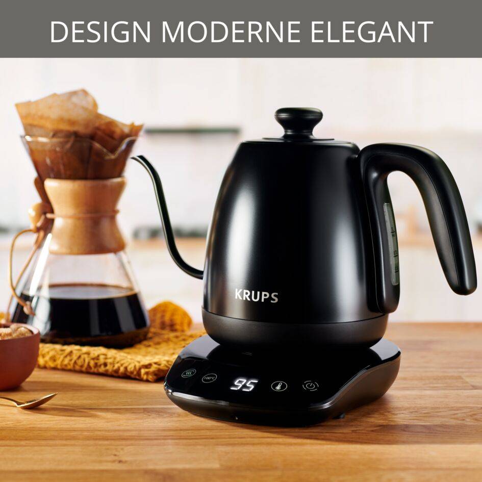 Bouilloire, Col de cygne, 8 réglages de température, Noire