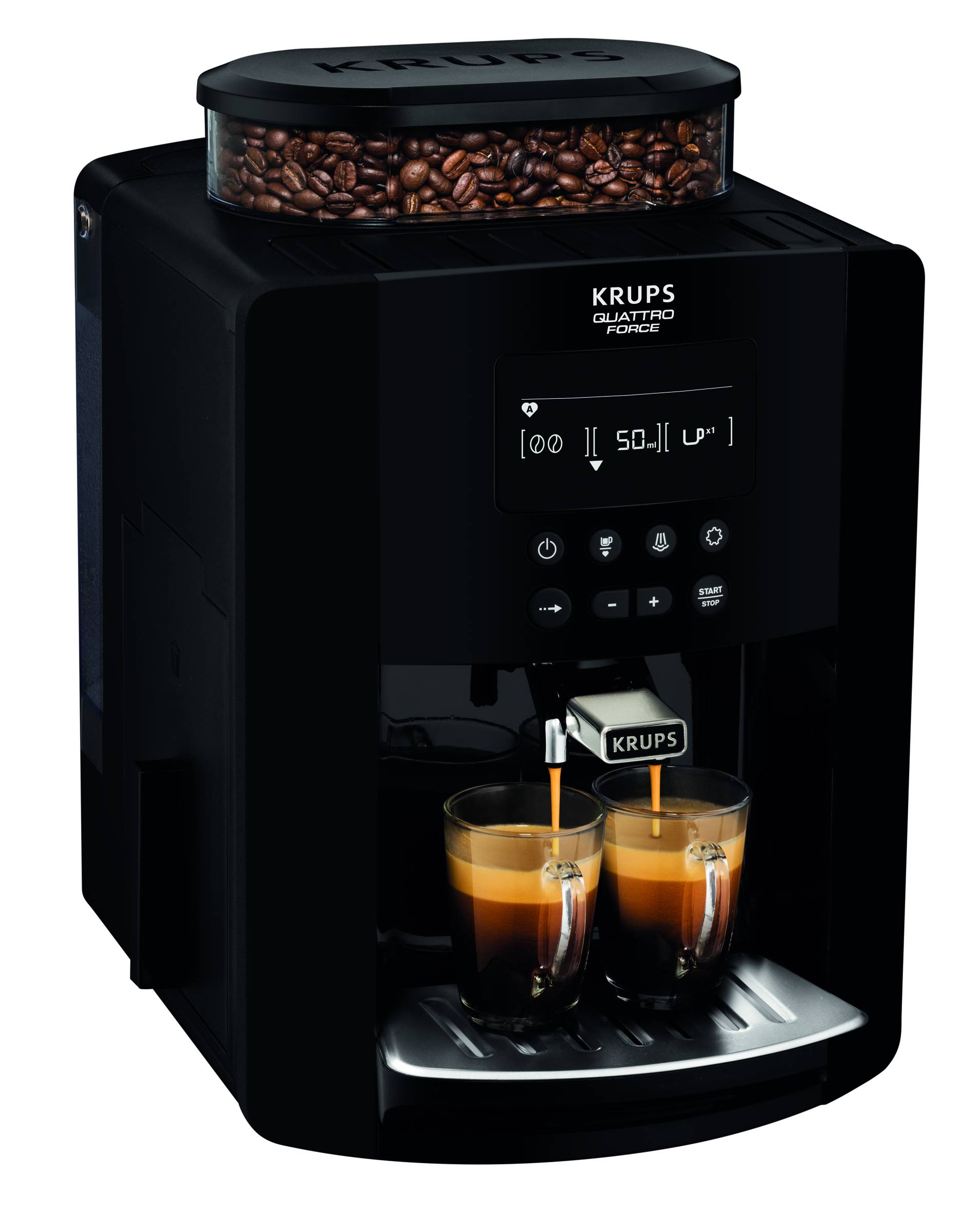 Arabica, Krups, Machine à café à grains, Ecran LCD, Buse vapeur pour cappuccino
