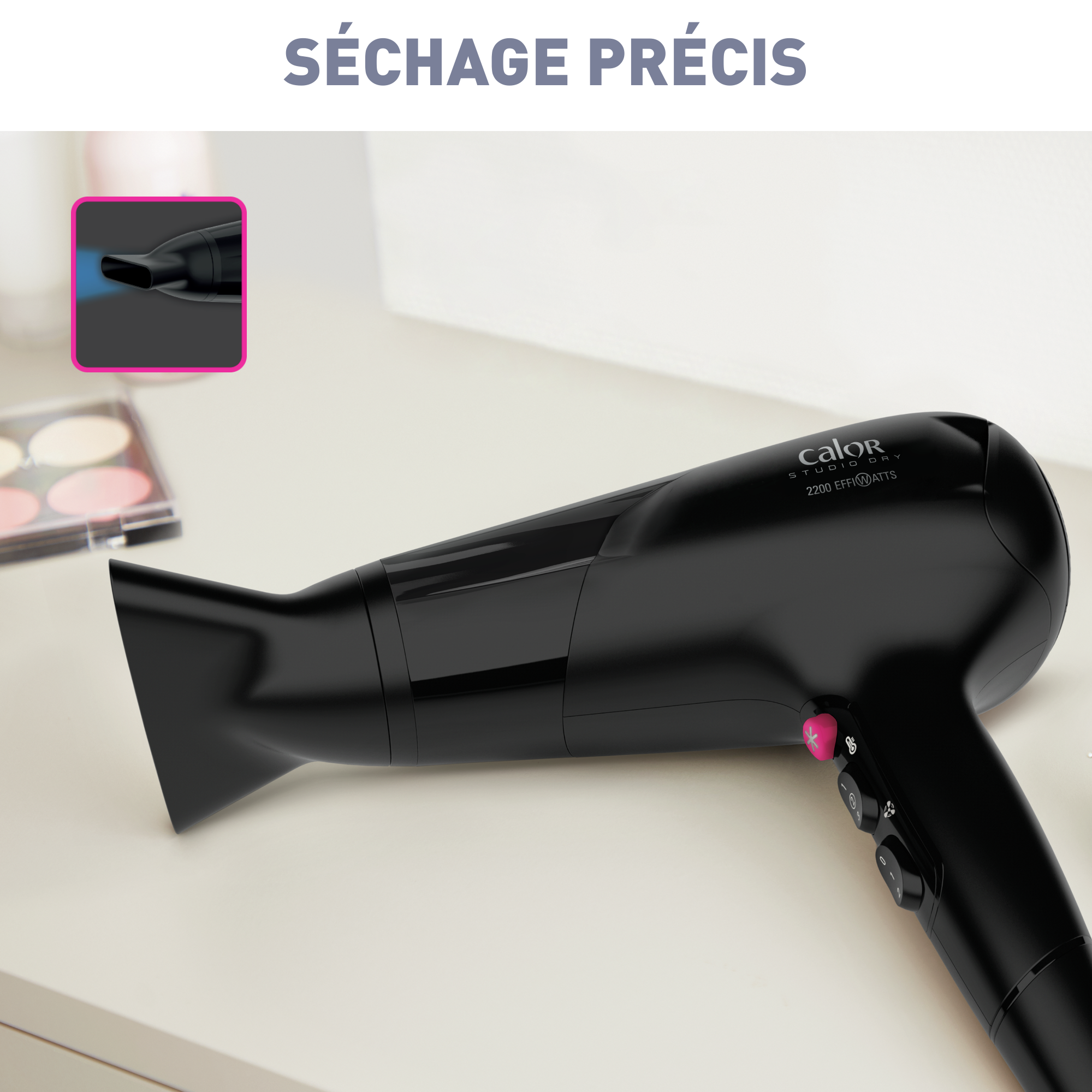 Studio Dry, Sèche-cheveux, Technologie Effiwatts, 6 Réglages, Calor