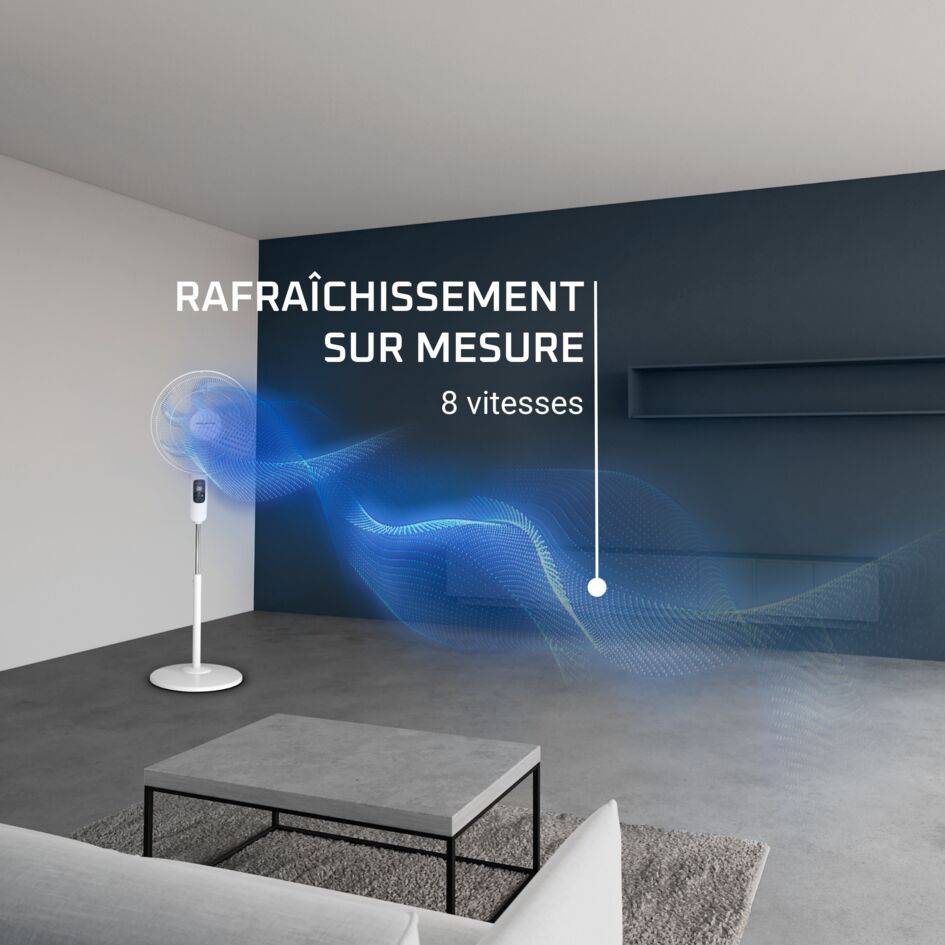 Turbo Silence, Ventilateur sur pied, Puissant, Silencieux, Ecoénergétique