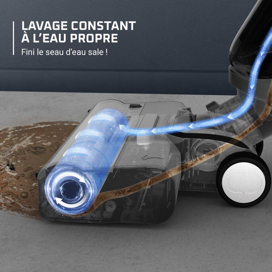 X-Clean 4, Aspirateur laveur sans fil, Aspiration et lavage simultanés pour gagner du temps