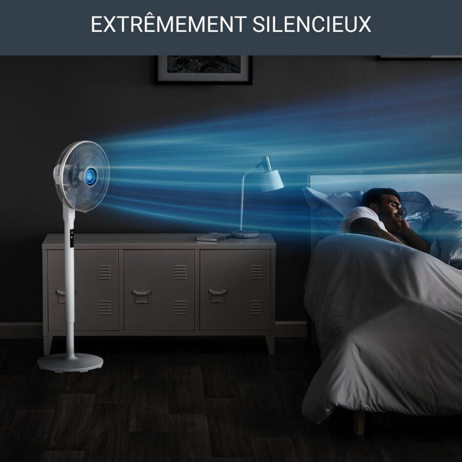 Turbo Silence Extrême+, Ventilateur sur pied, 75m3/min, silencieux 35dB, télécommande