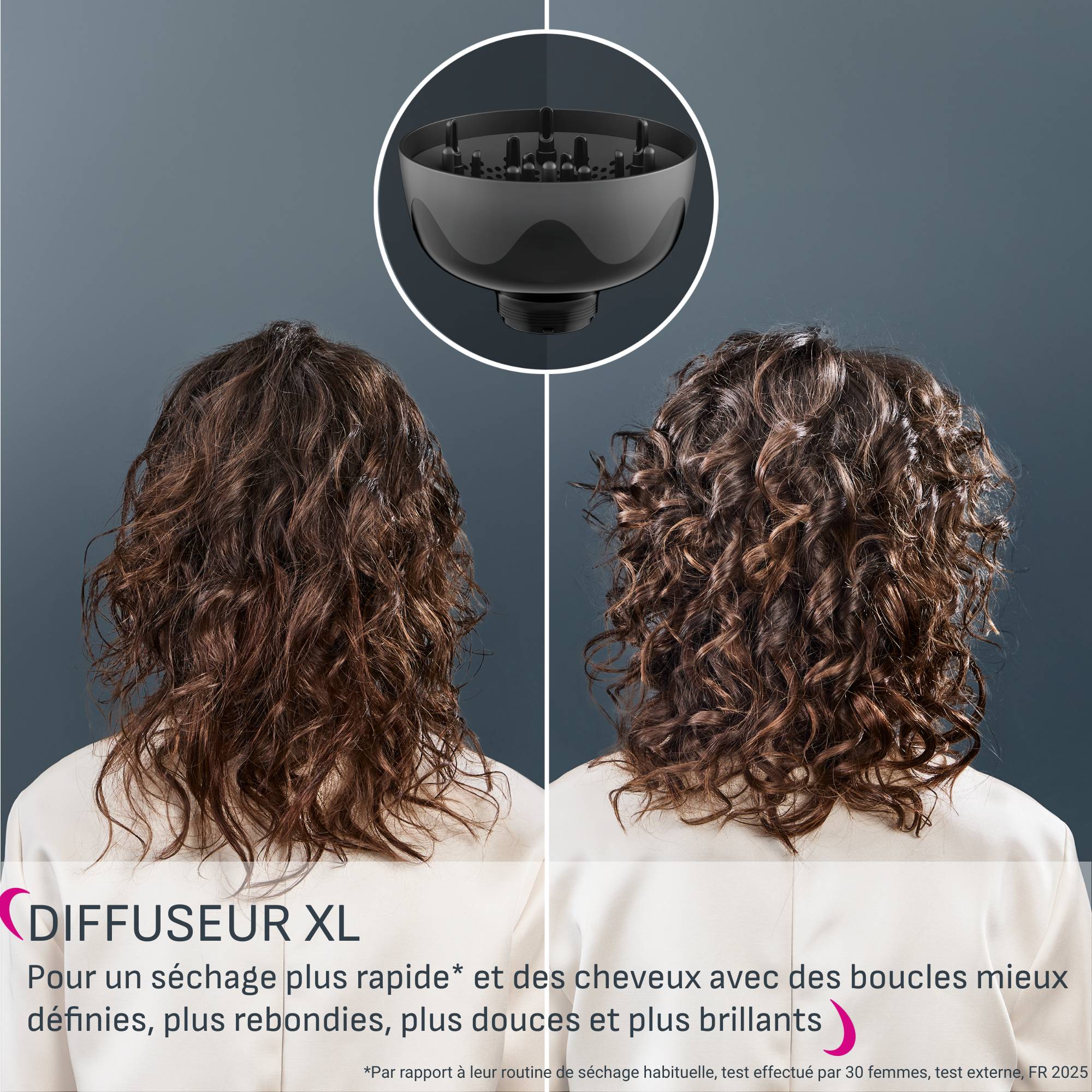 Curl Harmony, Sèche-cheveux diffuseur 3-en-1, Conçu pour les cheveux bouclés