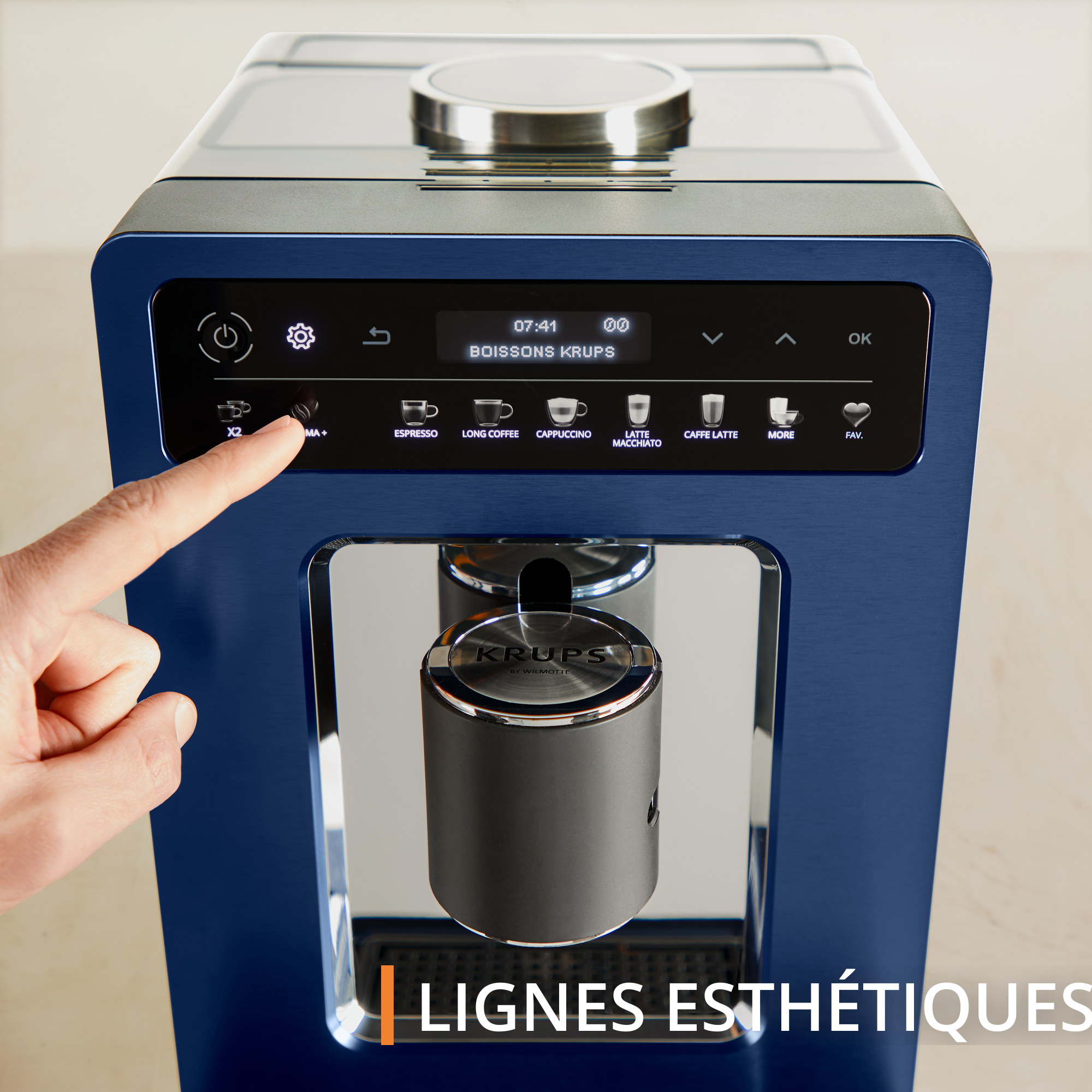 Evidence by Wilmotte, Krups, Machine à café à grains, 12 recettes café et latte