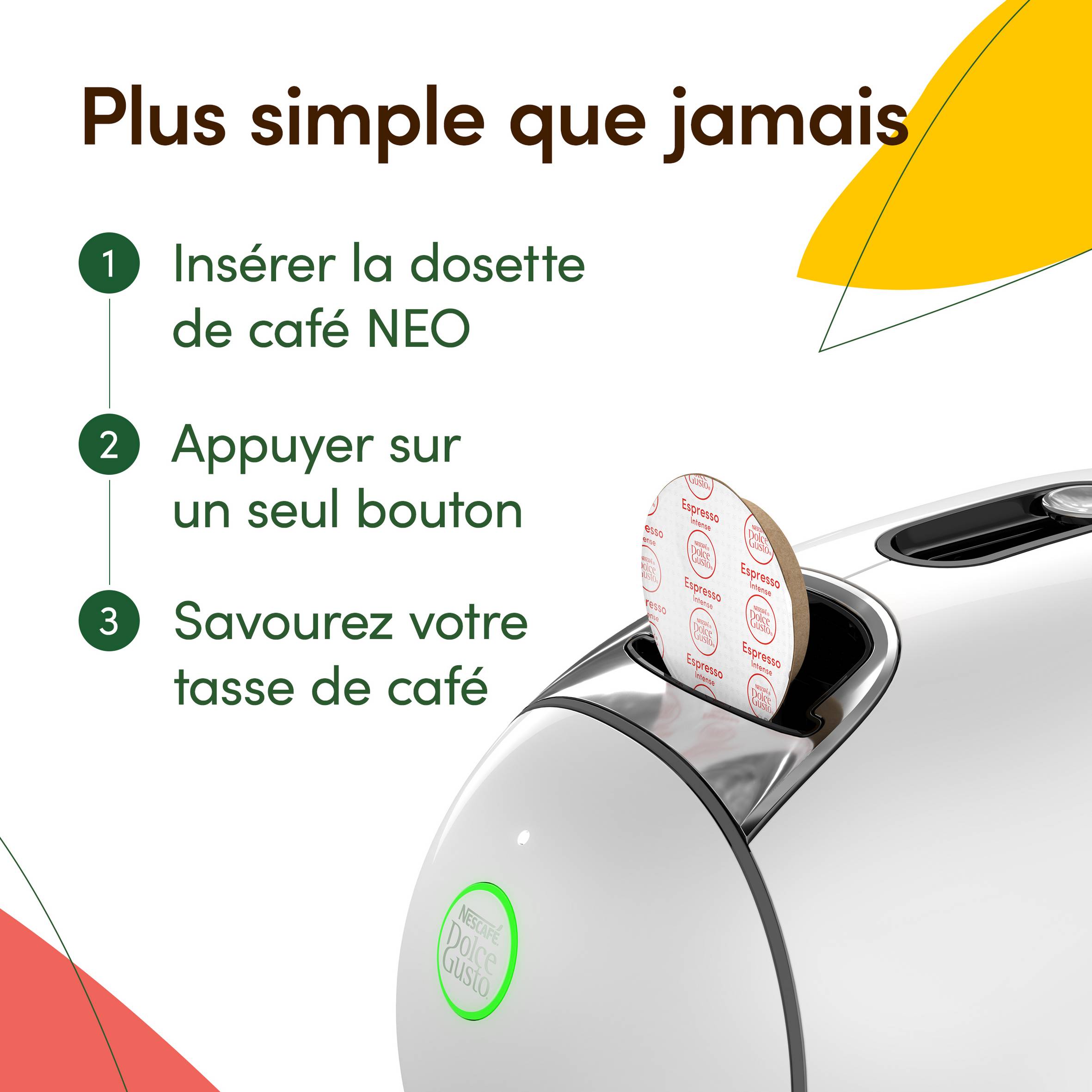 NESCAFE DOLCE GUSTO NEO CAFFE - Machine À Café KRUPS pour Dosettes Compostables - Technologie Brevetée SmartBrew 3-En-1 - Cafetière Connectée - Cafés noirs, KP830110