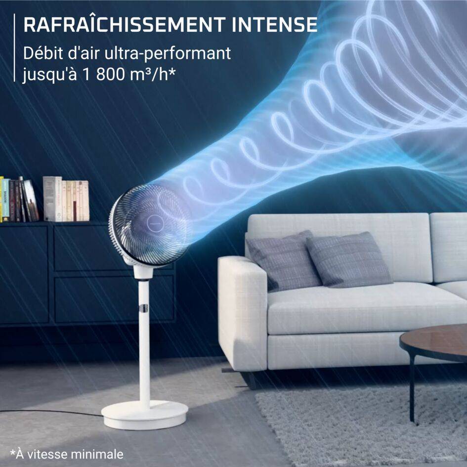Turbo Silence Compact Multiflow, Ventilateur sur pied, Rafraîchissement intense