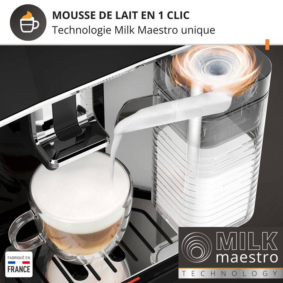Sensation Lait, Krups, Machine à café à grains, 6 recettes, Carafe à lait