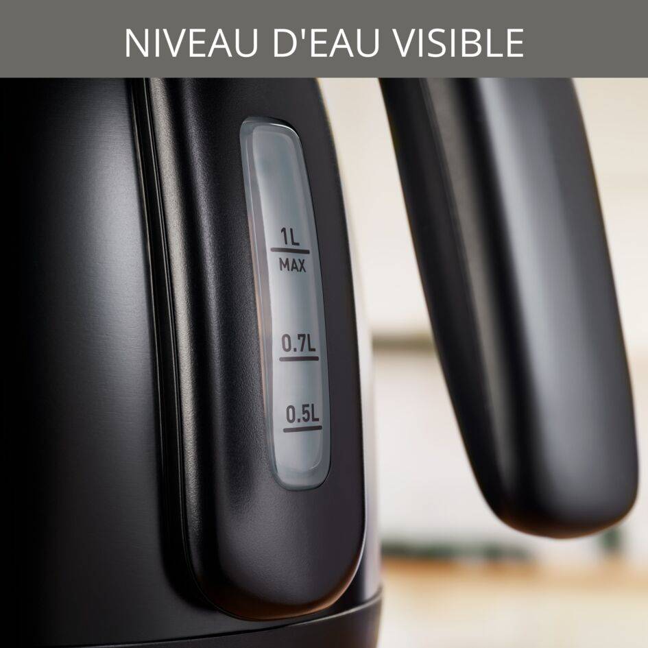Bouilloire, Col de cygne, 8 réglages de température, Noire