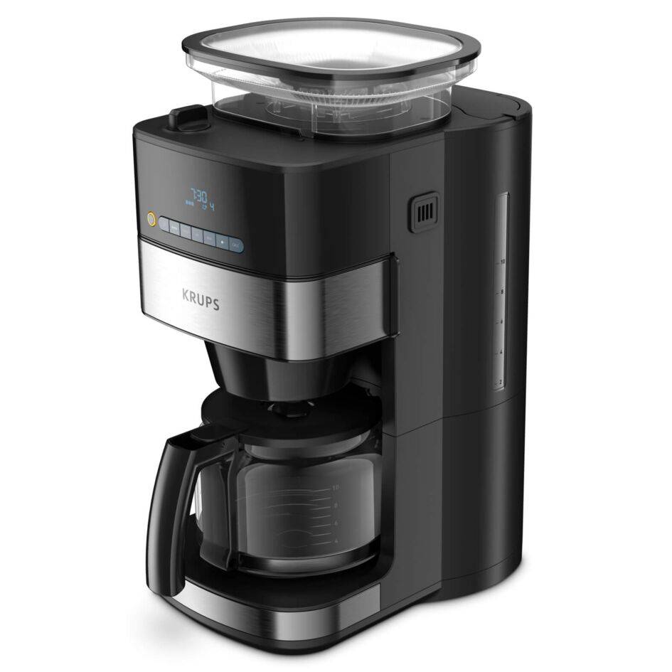 Grind aroma, Cafetière filtre programmable, Broyeur à grains intégré, écran digital, KRUPS
