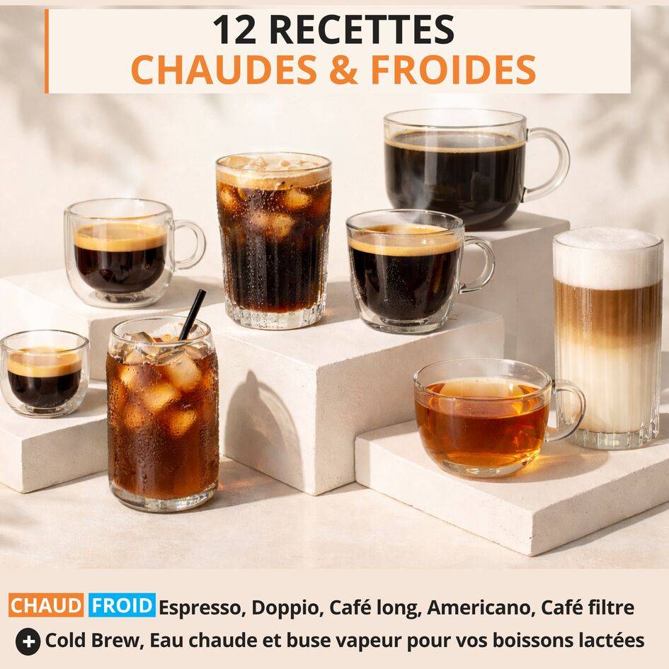 Sensation Hot & Cold, Machine à café automatique, 12&nbsp;recettes, Cold brew