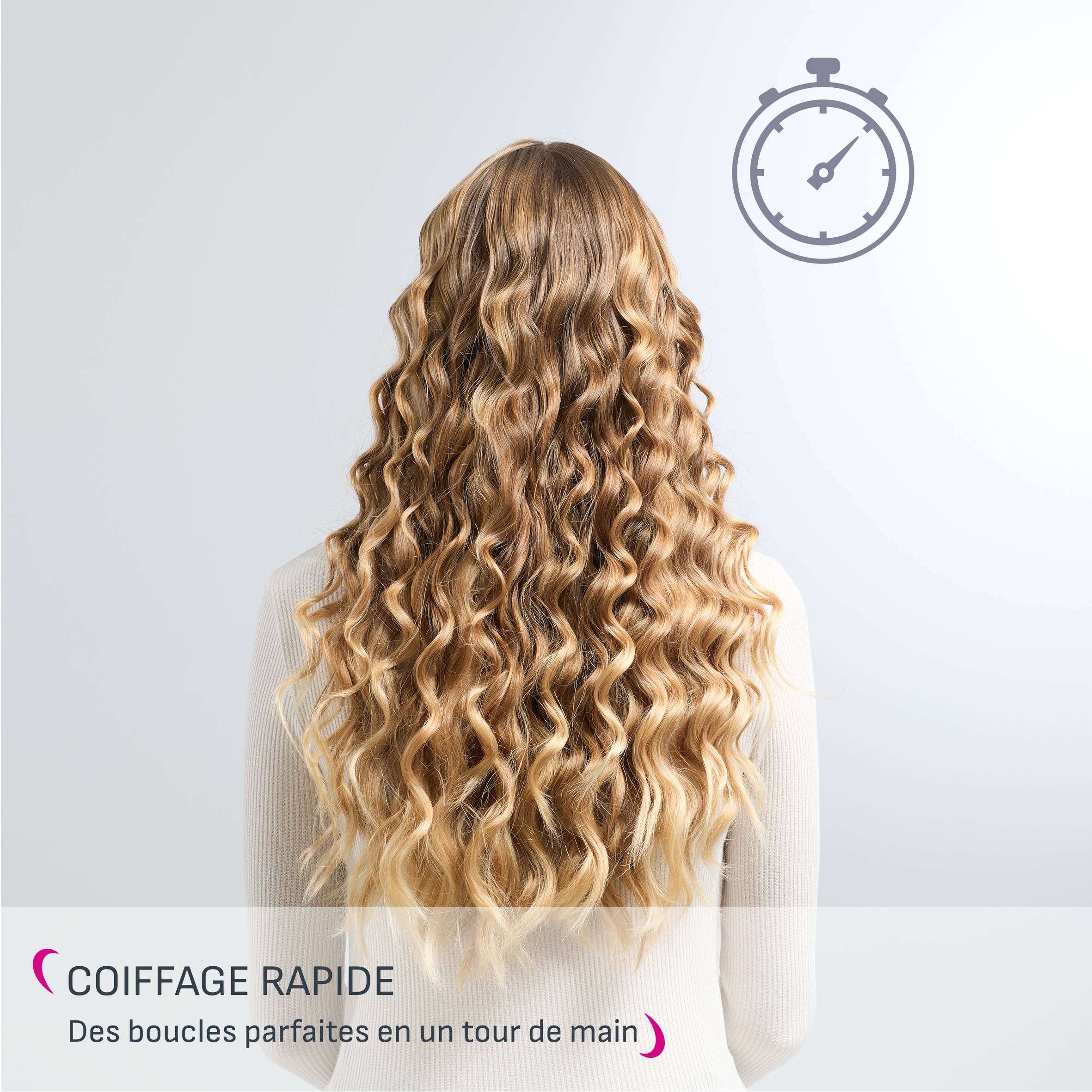 Twist Curl, Boucleur cheveux, Fer à boucler forme coudée, 3 tailles de boucles